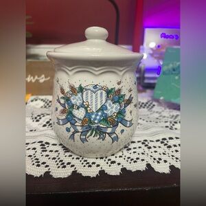 TABLETOPS UNLIMITED Blueberry Hearts Jar / Canister & Lid